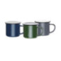 Mugs en acier émaillé bleu et noir Olympia 350ml