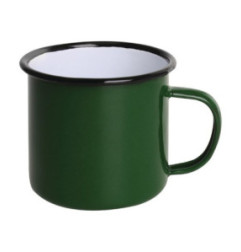 Mugs en acier émaillé vert et noir Olympia 350ml