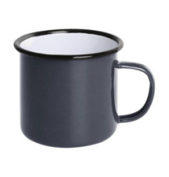 Mugs en acier émaillé gris et noir Olympia 350ml