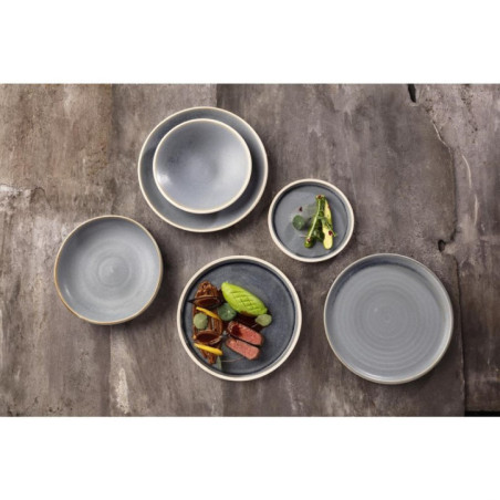 Assiettes plates bord droit granit bleu Olympia Canvas 25 cm  (Lot de 6)