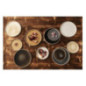 Assiettes plates bord droit beige moucheté Olympia Canvas 25 cm  (Lot de 6)