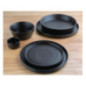 Assiettes plates rondes texturées Olympia Cavolo noires 180mm (lot de 6)