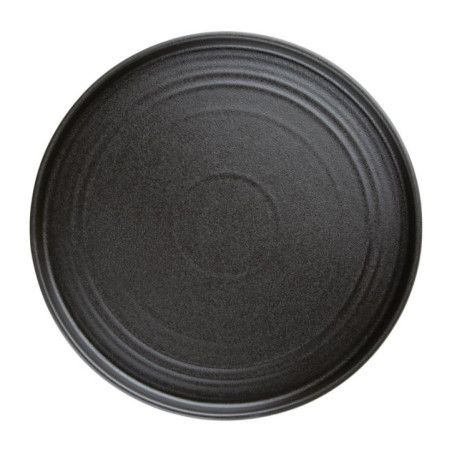 Assiettes plates rondes texturées Olympia Cavolo noires 270mm (lot de 4)