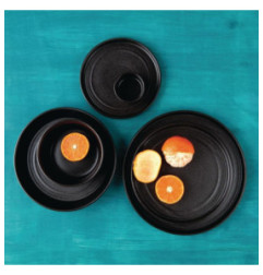 Assiettes plates rondes texturées Olympia Cavolo noires 270mm (lot de 4)