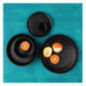 Assiettes plates rondes texturées Olympia Cavolo noires 270mm (lot de 4)