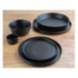 Assiettes plates rondes texturées Olympia Cavolo noires 270mm (lot de 4)