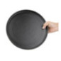 Assiettes plates rondes texturées Olympia Cavolo noires 270mm (lot de 4)