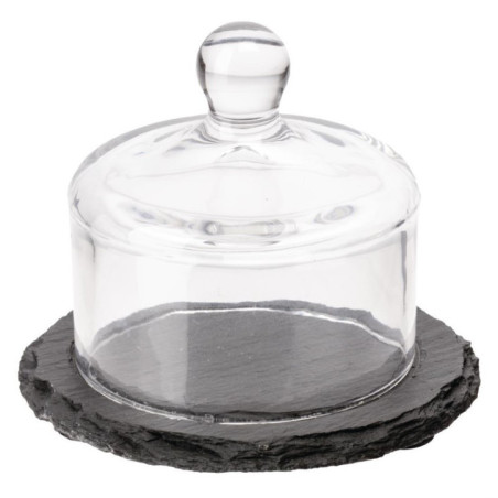 Plateau en ardoise avec cloche en verre APS