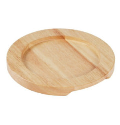 Support en bois clair pour plat rond en fonte avec oreilles GJ554 Olympia