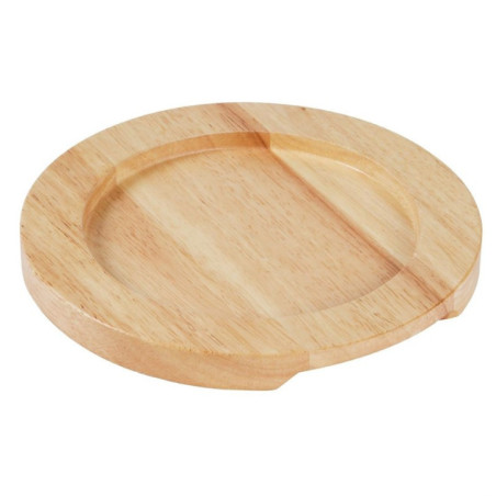 Support en bois clair pour plat rond en fonte avec oreilles GJ554 Olympia