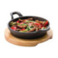Support en bois clair pour plat rond en fonte avec oreilles GJ554 Olympia