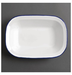 Plat de service rectangulaire acier émaillé Olympia 280x190x55mm lot de 6