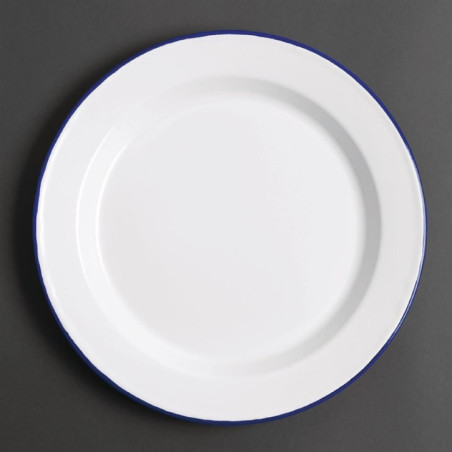 Assiette plate en acier émaillé Olympia 245mm lot de 6