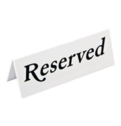 Chevalets de table en plastique Olympia "Reserved" (lot de 10)