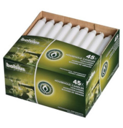 Bougies bistro Bolsius 177mm blanches (Lot de 45)