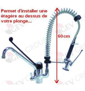 Robinet douchette professionnelle, H60 cm (permet une étagère au dessus) GEV-545084