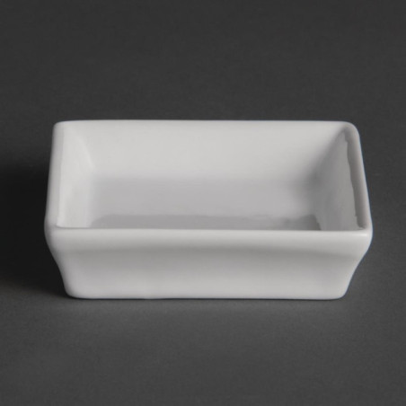 Mini plats carrés blancs Olympia 80mm (Lot de 12)