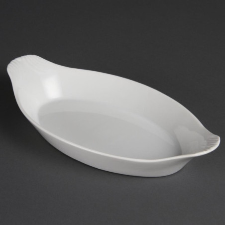 Plats ovales à oreilles blancs Olympia 290 x 166mm (Lot de 6)