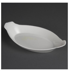 Plats ovales à oreilles blancs Olympia 320 x 177mm (Lot de 6)