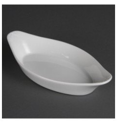 Plats ovales à oreilles blancs Olympia 253 x 140mm (Lot de 6)