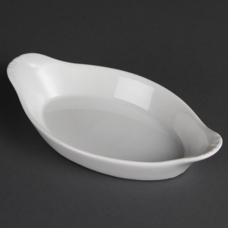 Plats ovales à oreilles blancs 204 x 115mm Olympia (Lot de 6)