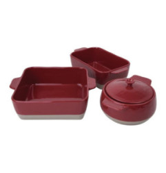 Plat à rôtir rouge et taupe Olympia 4,2L