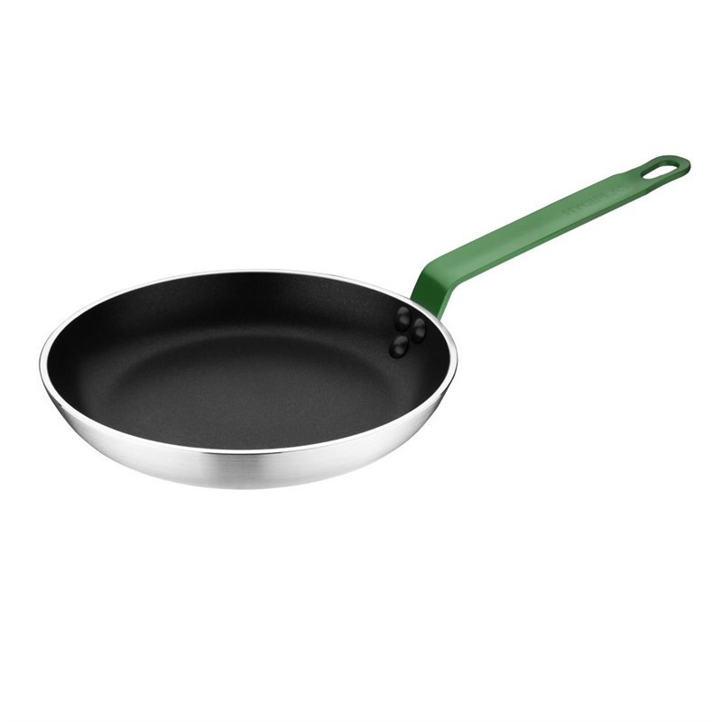 Poêle aluminium antiadhésive Teflon Platinum Plus Hygiplas avec manche vert 240mm