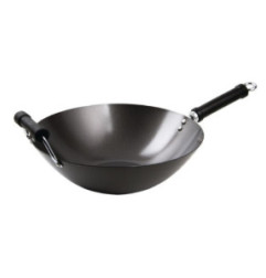 Wok antiadhésif fond plat 35cm