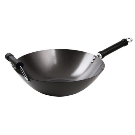 Wok antiadhésif fond plat 35cm