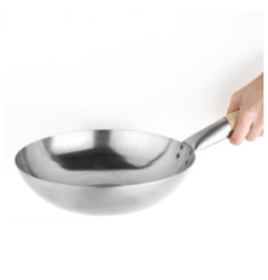 Wok fond plat en acier doux Vogue 25,4 cm