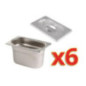 Lot de 6 bacs et couvercles GN1/9 Vogue
