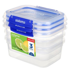 Boîtes alimentaires rectangulaires Sistema Klip It Plus 1L (lot de 3)