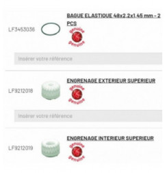 Pièces 24-25-26 pour laminoir RM42A - 2 baques elastiques et 1 engrenage intérieure et 1 extérieure