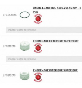 Pièces 24-25-26 pour laminoir RM42A - 2 baques elastiques et 1 engrenage intérieure et 1 extérieure