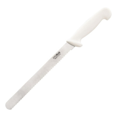 Couteau à trancher denté Hygiplas blanc 255mm