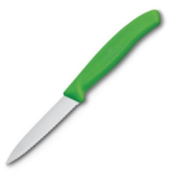 Couteau d'office lame dentée bout pointu Victorinox vert 80mm