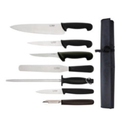 Ensemble de 7 couteaux pour débutants avec couteau de cuisinier 265mm et étui Hygiplas