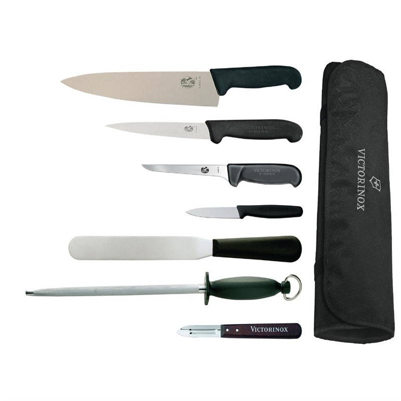 Ensemble de couteaux Victorinox Hygiplas et Vogue avec couteau chef 21,5cm et étui 