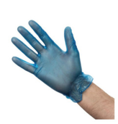 Gants alimentaires en vinyle poudré Hygiplas bleus L (Lot de 100)