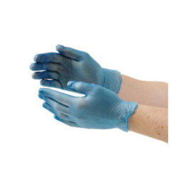 Gants alimentaires en vinyle poudré Hygiplas bleus L (Lot de 100)