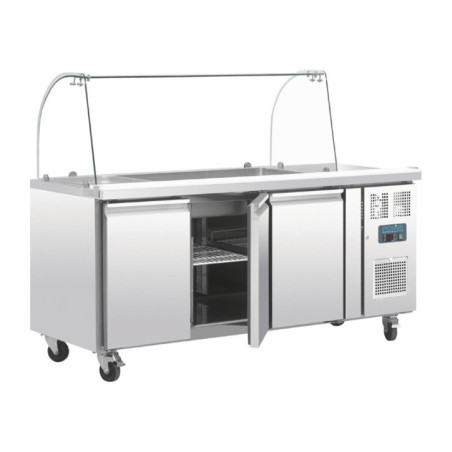 Comptoir de préparation réfrigéré GN avec pare-haleine Polar Série U 3 portes