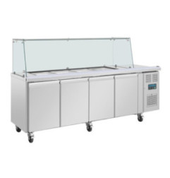 Comptoir à salade GN avec pare-haleine carré Polar Série U 4 portes