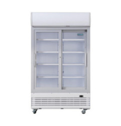 Armoire réfrigérée 2 portes vitrées coulissantes avec caisson lumineux Polar Série G 950L