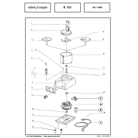 Pièces détachées pour RobotCoupe R101- R101XL - R102