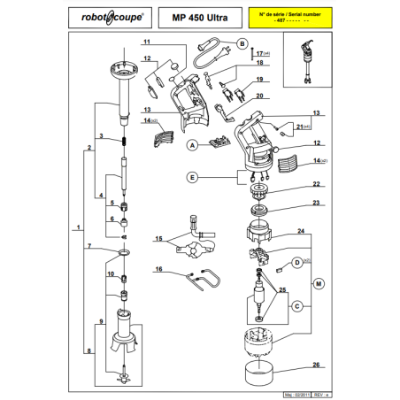 Pièces Détachées Pour Mixeur Robotcoupe MP 450 ULTRA