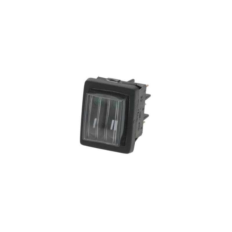 Interrupteur double avec voyant LED vert et capuchon étanche Interrupteur double avec voyant LED vert et capuchon étanche