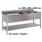 Plonge 1600x800mm avec égouttoir à gauche avec grand bac 800x600x400 mm Plonge 1600x800mm avec égouttoir à gauche avec grand bac 800x600x400 mm