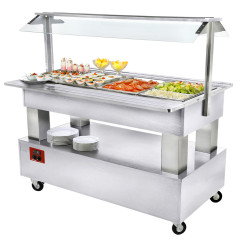 Buffet - Salad bar réfrigéré, 4x GN1/1-150 (Bois Blanc)