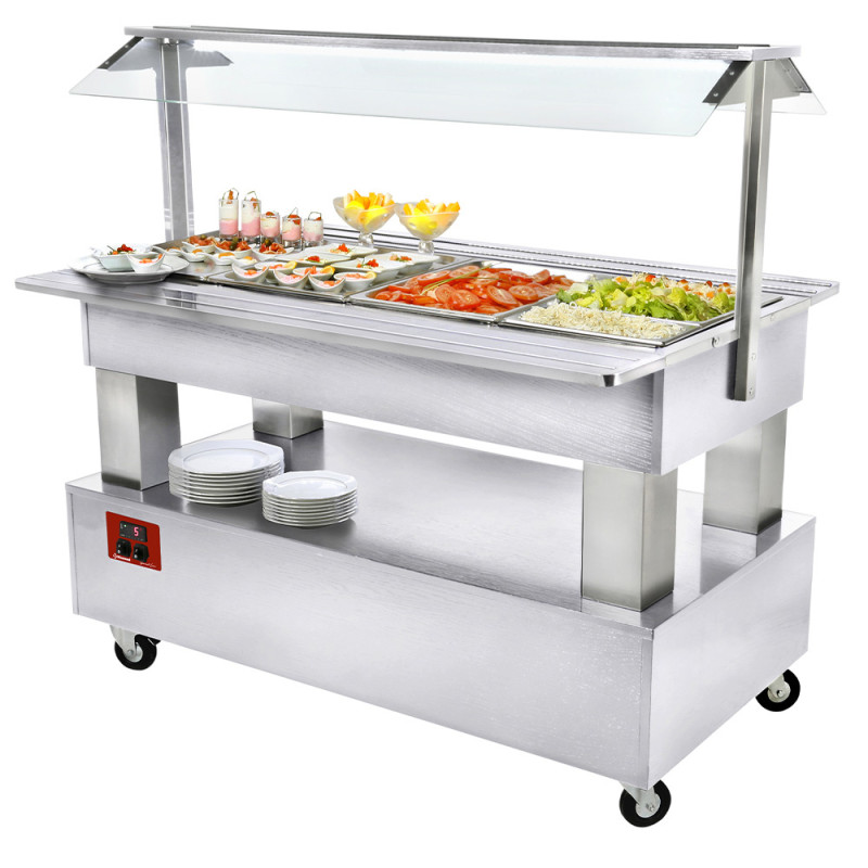 Buffet - Salad bar réfrigéré, 4x GN1/1-150 (Bois Blanc)