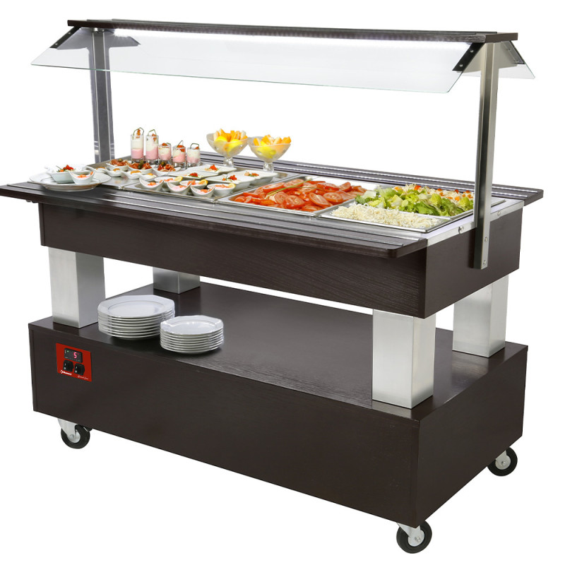 Buffet - Salad bar réfrigéré, 4x GN 1/1-150 (bois Wengé) Buffet - Salad bar réfrigéré, 4x GN 1/1-150 (bois Wengé)
